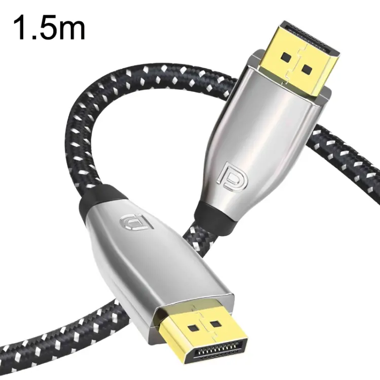 1.5m 1.4 Version DP Cable Gold-Plated Interface 8K High-Definition Display Computer Cable OD6.0MM 30AWG With Nylon Mesh(Gray)