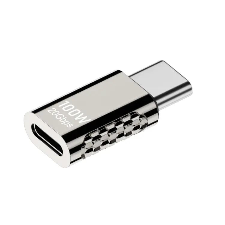 100W Type-C Male to Type-C Female 20Gbps Zinc Alloy Adapter, Style