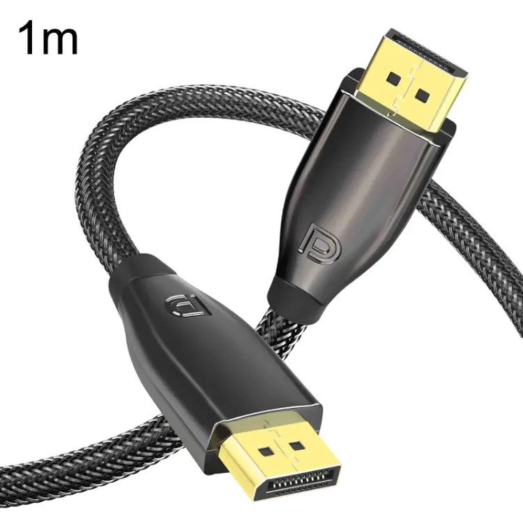 1m 1.4 Version DP Cable Gold-Plated Interface 8K High-Definition Display Computer Cable OD6.0MM 30AWG With Nylon Mesh(Black)