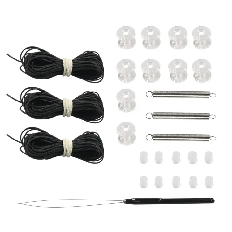 27pcs / Set RV / Yacht Pleated Shade Accessories Pull Cord Double Wheel Plug Spring(Black)
