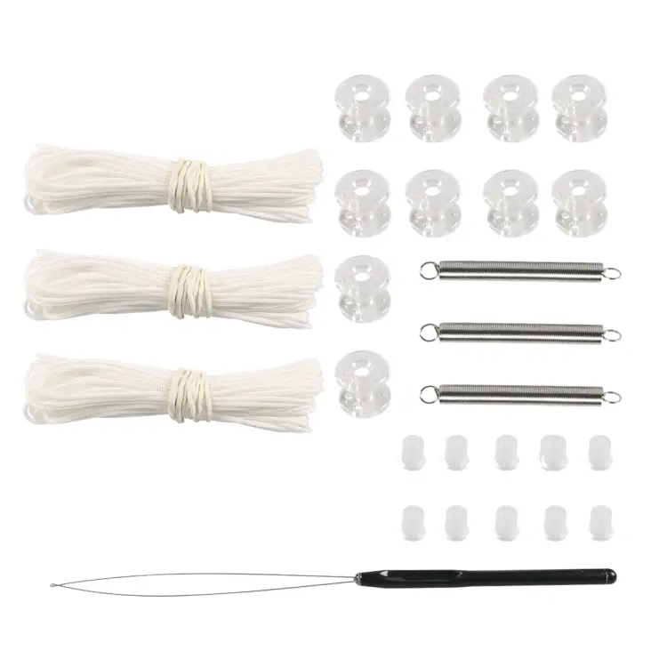 27pcs / Set RV / Yacht Pleated Shade Accessories Pull Cord Double Wheel Plug Spring(White)