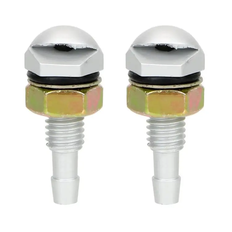 2pcs /Set Automotive Glass Washer Sprayer Aluminum Cap Nozzle(White)