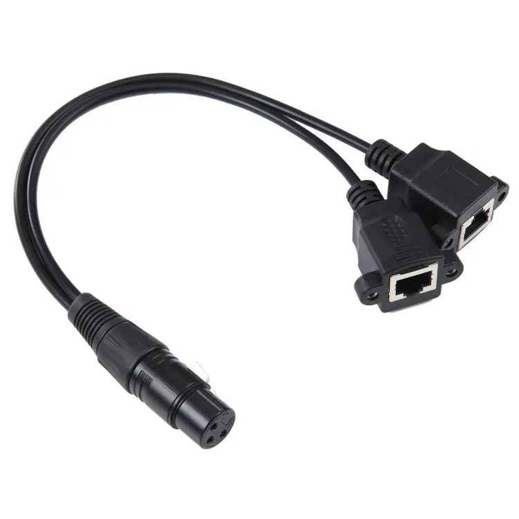 3-pin XLR Female to 2 x RJ45 Female Ethernet LAN Network Extension Cable, Cable Length