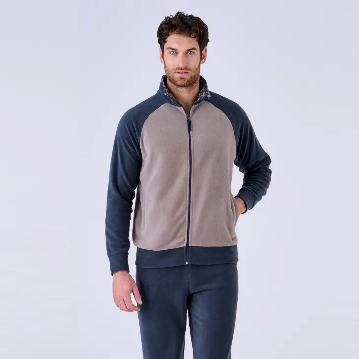 3312LA - Pigiama tuta uomo in pile modello tuta con zip