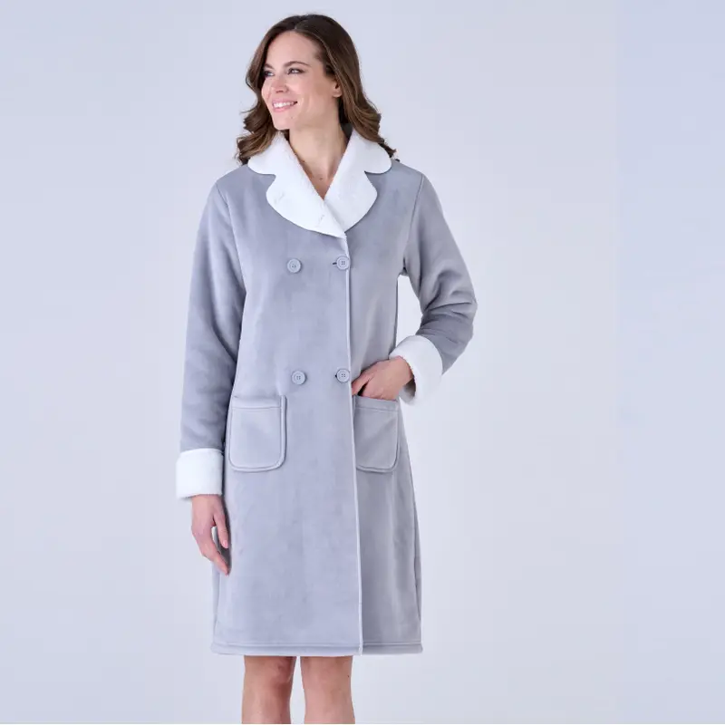 3466V - Vestaglia donna cappotto con bottoni e reever