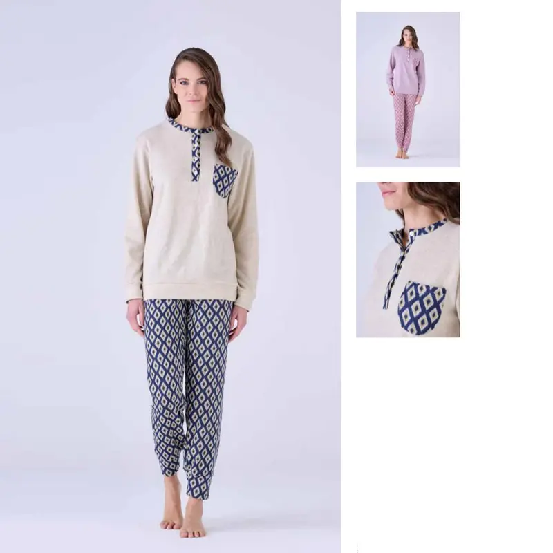 3548L - Pigiama donna in punto milano jacquard serafino