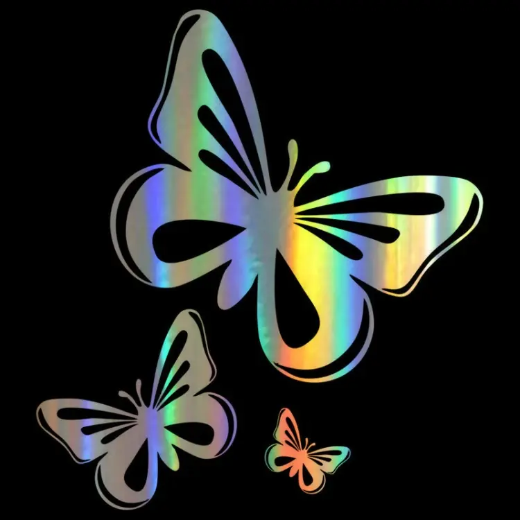 3pcs /Set Butterfly Hollow Car Scratch Decorative Fuel Tank Cap Sticker(Colorful)
