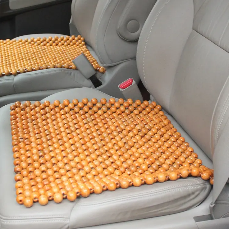 44x44cm Summer Car Pure Wood Beads Square Seat Cushion(Yellow)