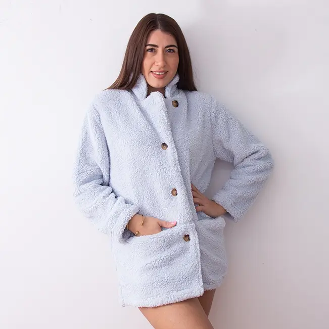 57459-0 - Vestaglia pecorella con bottoni e collo alto