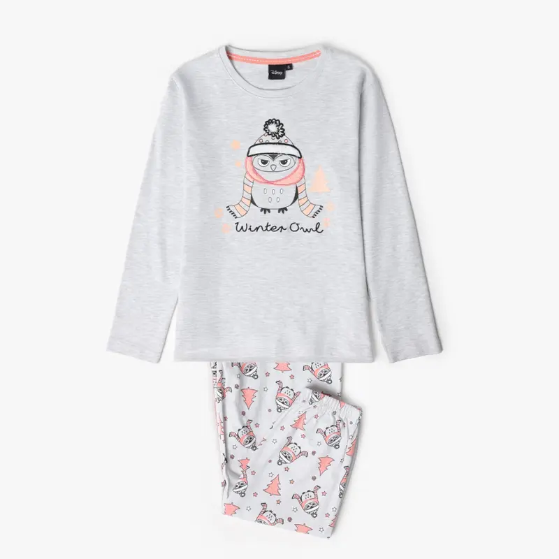 63351-0 - pigiama bimba caldo cotone Gufetto con polsini