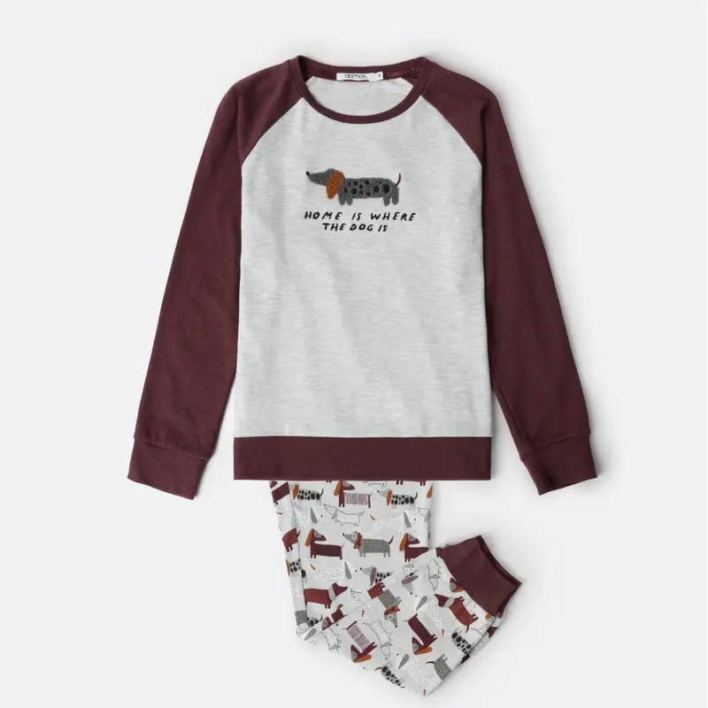 63354-0 - pigiama bimba caldo cotone bassotto con polsini