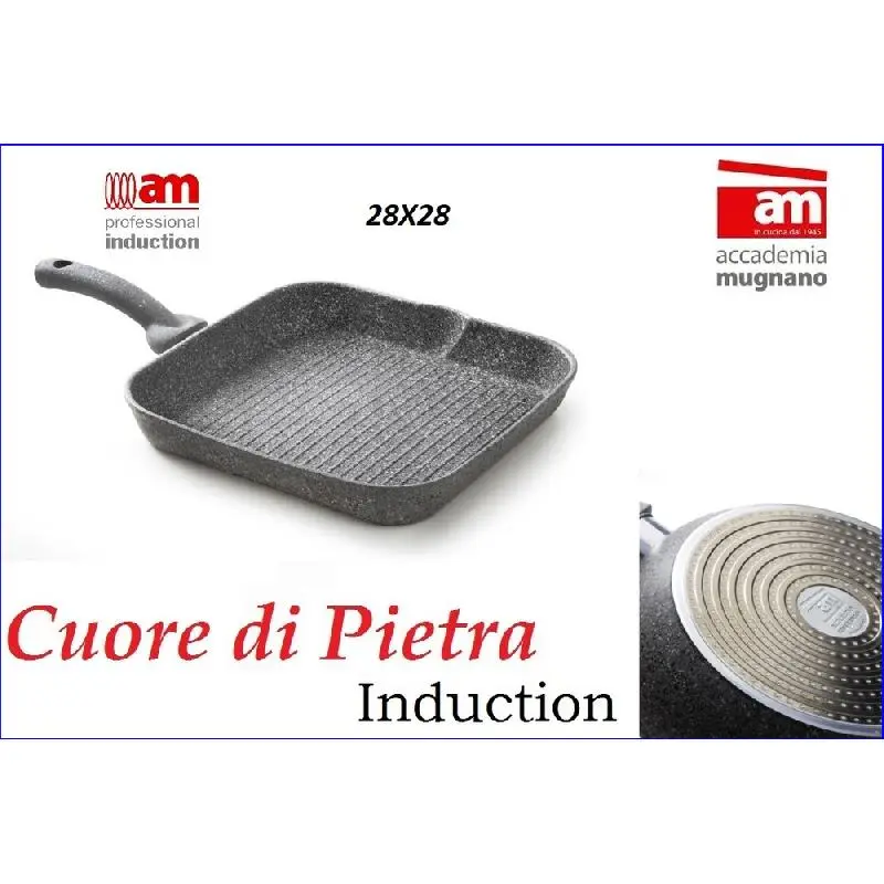 ACCADEMIA MUGNANO CUORE DI PIETRA INDUZIONE BISTECCHIERA QUADRA CM.28X28
