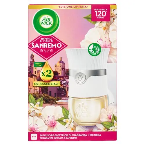AIR WICK DIFFUSORE ELETTRICO DI FRAGRANZA+RICARICA X2 OLI ESSENZIALI SINFONIA DI FIORI DI SANREMO