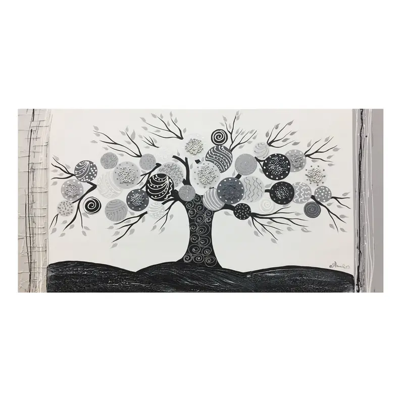 ALBERO CON SFERE COLORI SFUMATI GRIGI CON DECORI ARGENTO