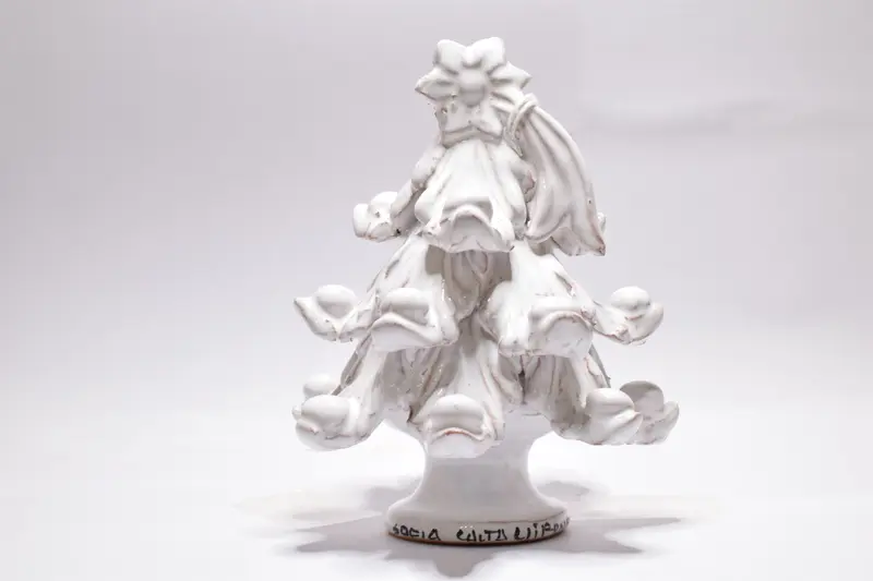 Albero di Natale in Maiolica h. 12 cm Realizzato a mano secondo le regole dell'antica scuola di Caltagirone