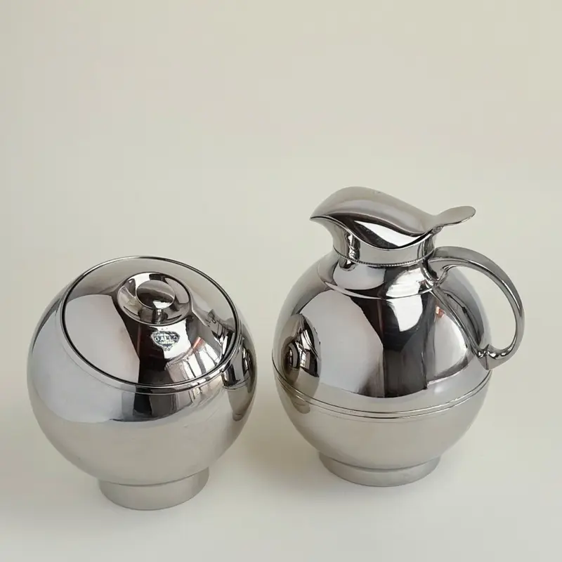 Aldo Tura Ice Bucket & Thermos | Mirror Chrome · 1960s Italian