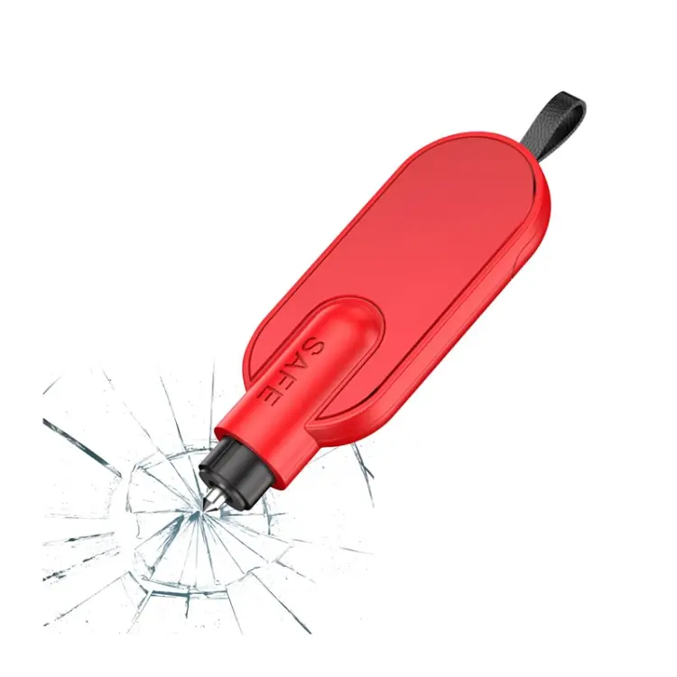Aluminum Alloy Multifunctional Car Safety Hammer Window Breaker(Red)