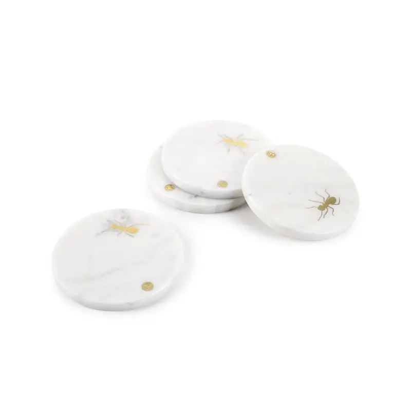 Ants walking on Carrara - set of coasters