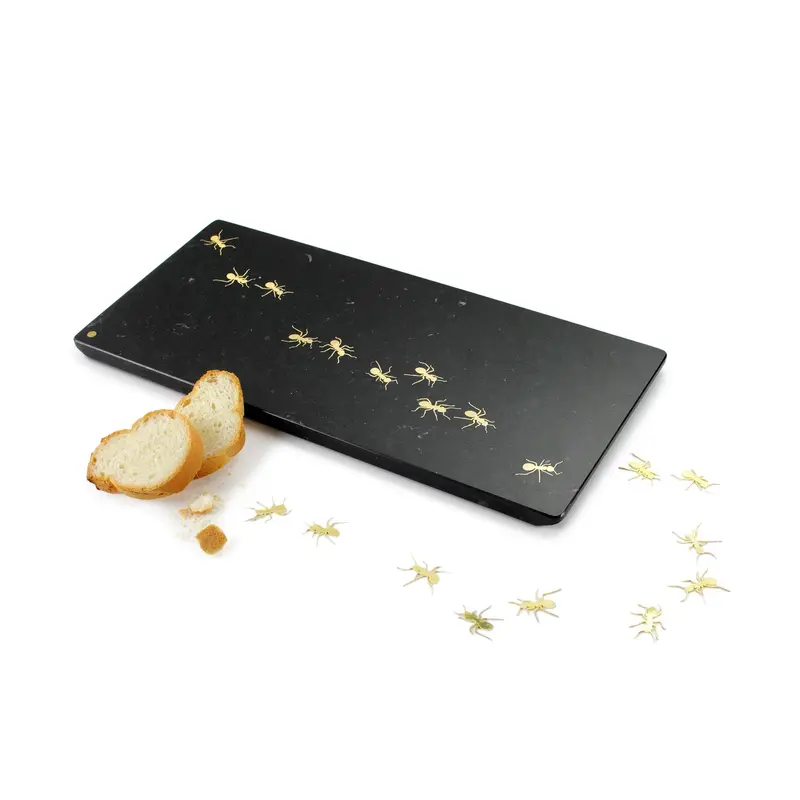 Ants walking on Marquina - big centerpiece/serving plate in marble