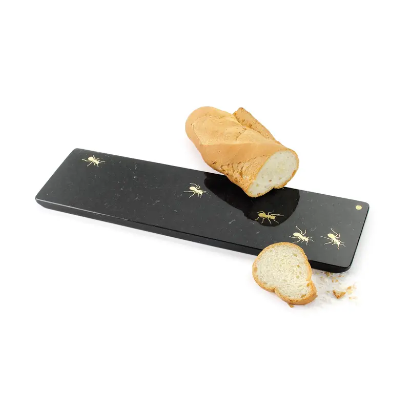 Ants walking on Marquina - medium centerpiece/serving plate in marble