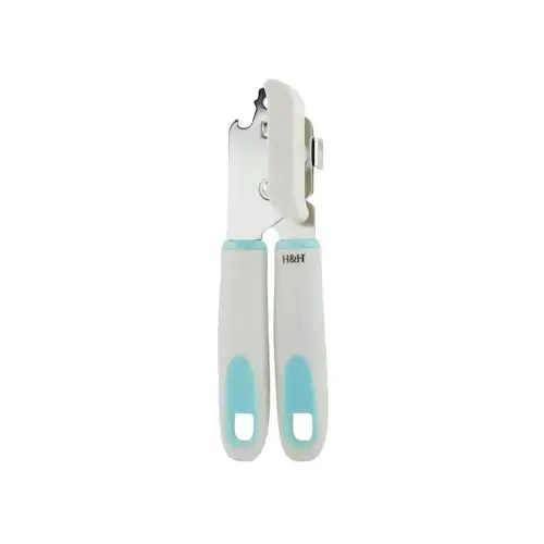 Apriscatole in polipropilene e acciaio inox colore grigio chiaro e azzurroH&H