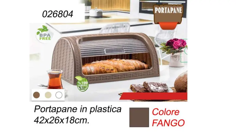 ARBEMA PORTAPANE IN PLASTICA CM.42X26X18 FANGO