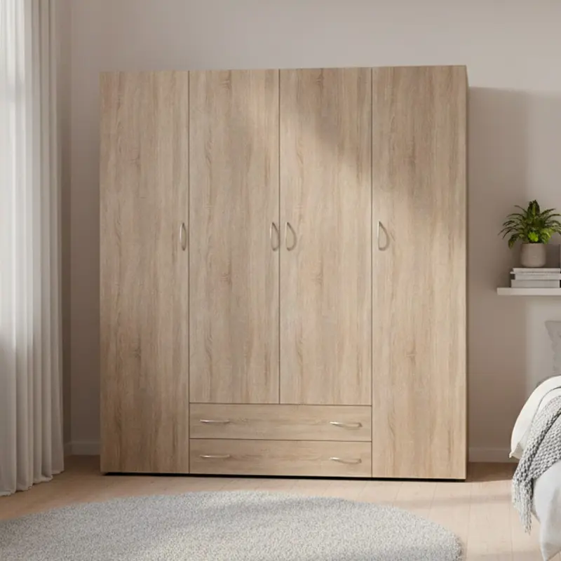 Armadio 4 ante 2 cassetti Seba 4 colore rovere sonoma
