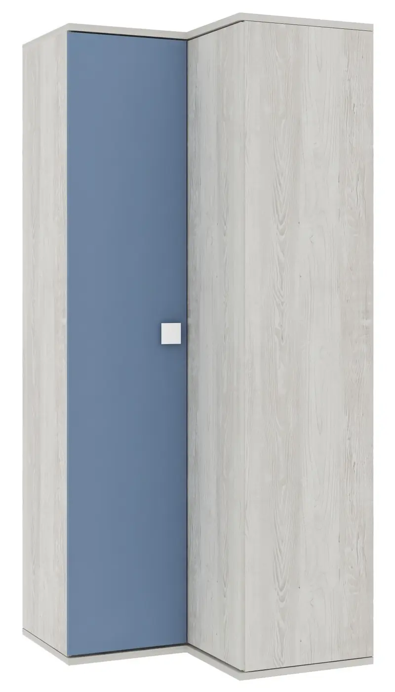Armadio 98x96x223h angolare bianco consumato celeste