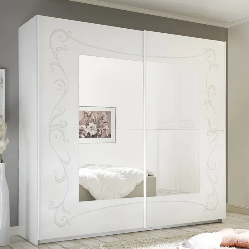 Armadio Ararat in colore bianco opaco avatar con serigrafie glitterate argento