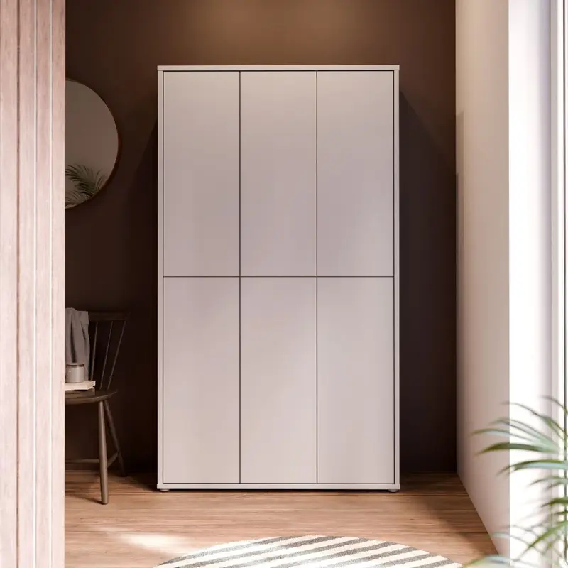 Armadio multiuso Medea 6 ante colore grigio chiaro 109.2x34.9xH191.9 cm.