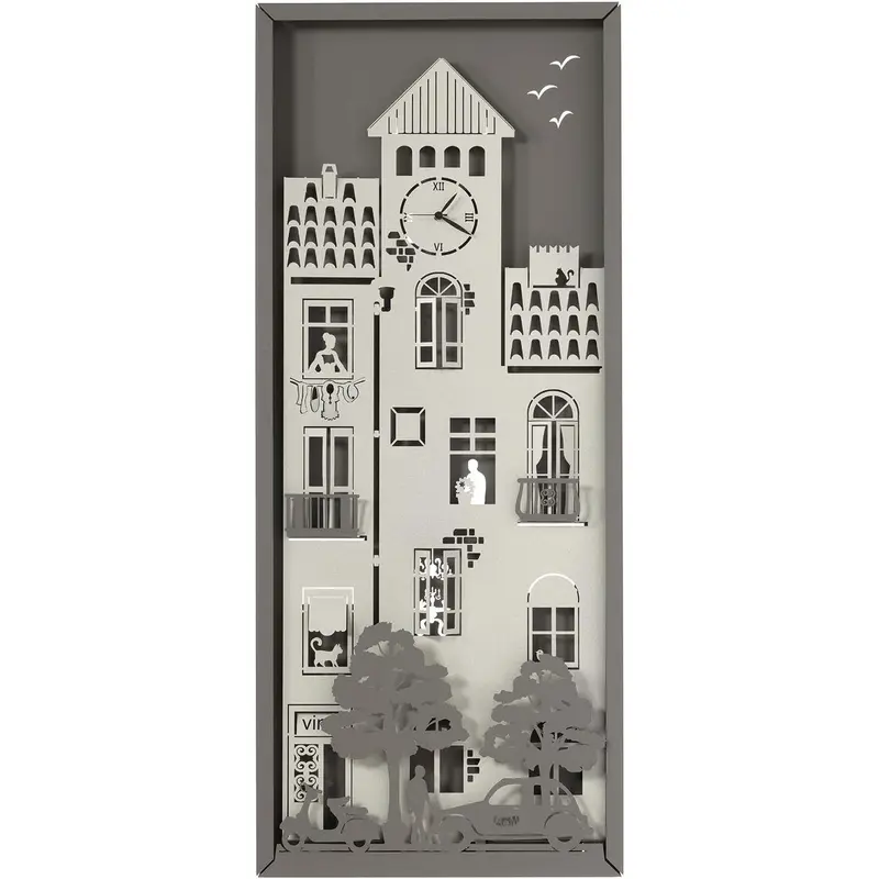 ARTI E MESTIERI Pannello da Parete Piccolo Borgo Quadro Metallo