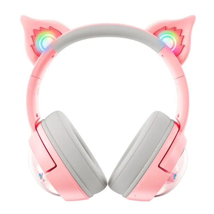 B5 Cat Ear Design USB-C / Type-C RGB Wireless Bluetooth HiFi Headset (Pink)