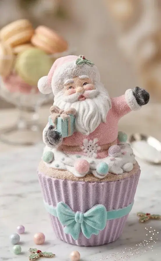 Babbo Natale Cupcake – Statuina Natalizia in Argilla Morbida