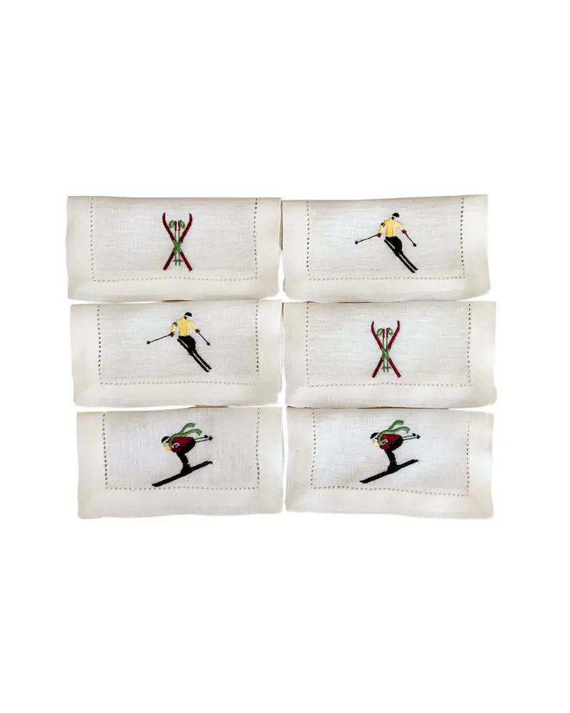 Baqueira Ski Linen Cocktail Napkin Set of 6