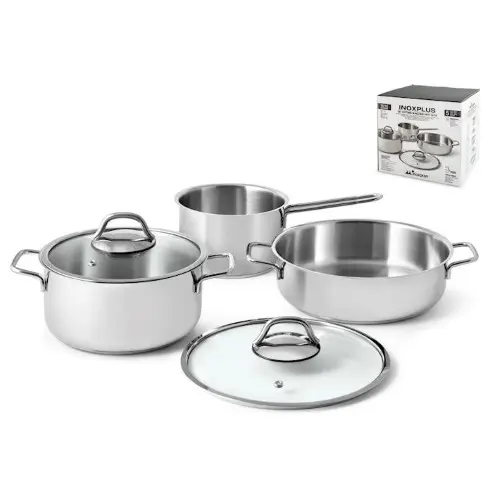Batteria 5 pezzi inoxplus in acciaio inox
