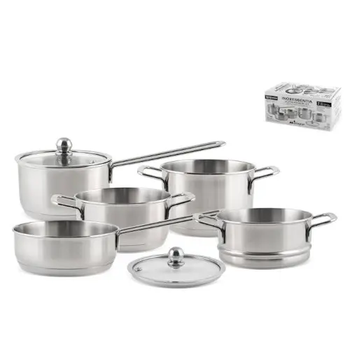 Batteria 7 pezzi inoxessentia in acciaio inox