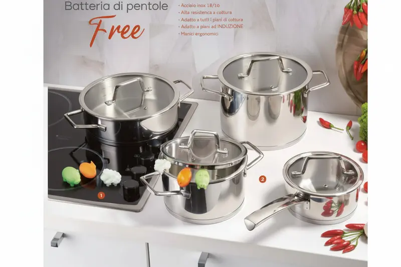 Batteria Pentole Brandani Acciaio Inox 8 Pezzi per Induzione – Set Cucina Completo