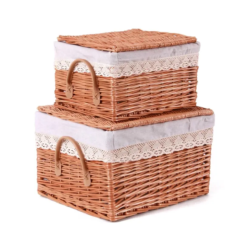 Baule in vimini bollito 40X33H26+32X25X21 in set di 2