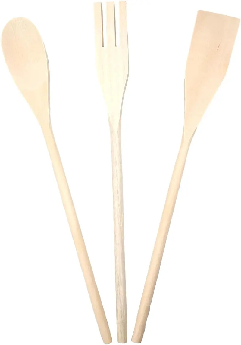 BESIDIAE TRIS IN LEGNO DI FAGGIO CM.30 MESTOLO-FORCHETTA-CUCCHIAIO