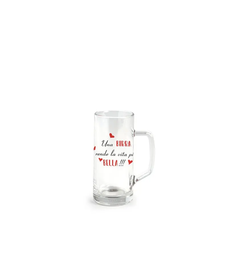 Bicchiere birra con manico 40 cl con scritta una birra rende la vita piâ?" bella