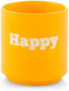 Bicchiere in Ceramica giallo con Scritta "Happy" - Capacità 200 ccH&H