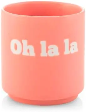 Bicchiere in ceramica rosa con Scritta "Oh la la" - Capacità 200 ccH&H