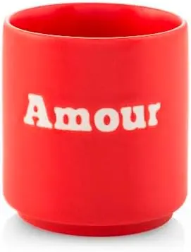 Bicchiere in Ceramica rossa con scritto "Amour" - Capacità 200 ccH&H
