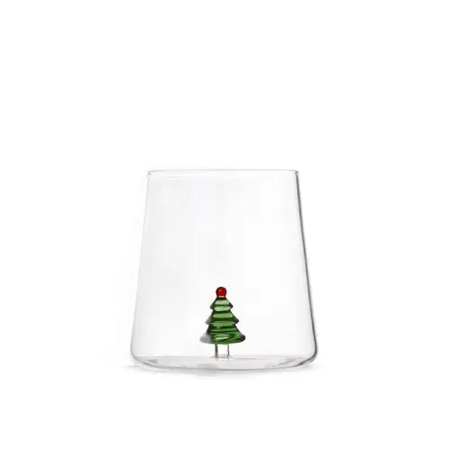 Bicchiere in vetro borosilicato 48 cl con decoro Albero di NataleH&H