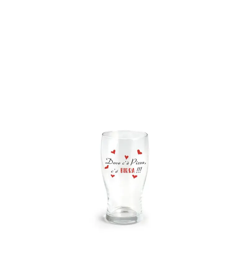 Bicchiere per birra 40 cl con scritta dove c'è pizza c'è birra