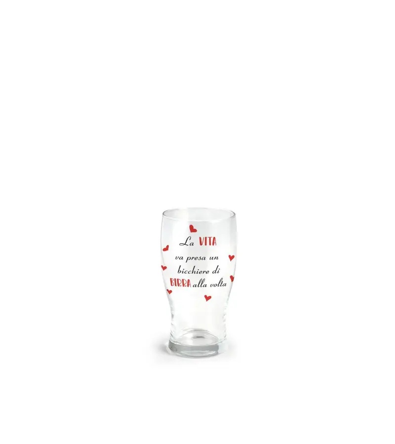 Bicchiere per birra 40 cl con scritta la vita va presa un bicchiere di birra alla volta