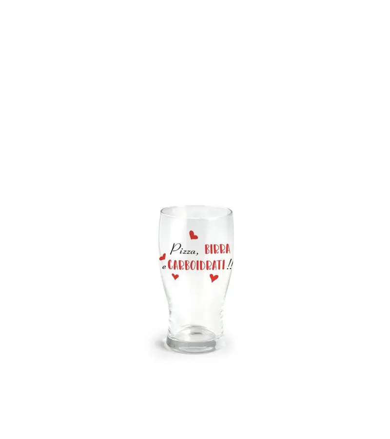 Bicchiere per birra 40 cl con scritta pizza birra e carboidrati