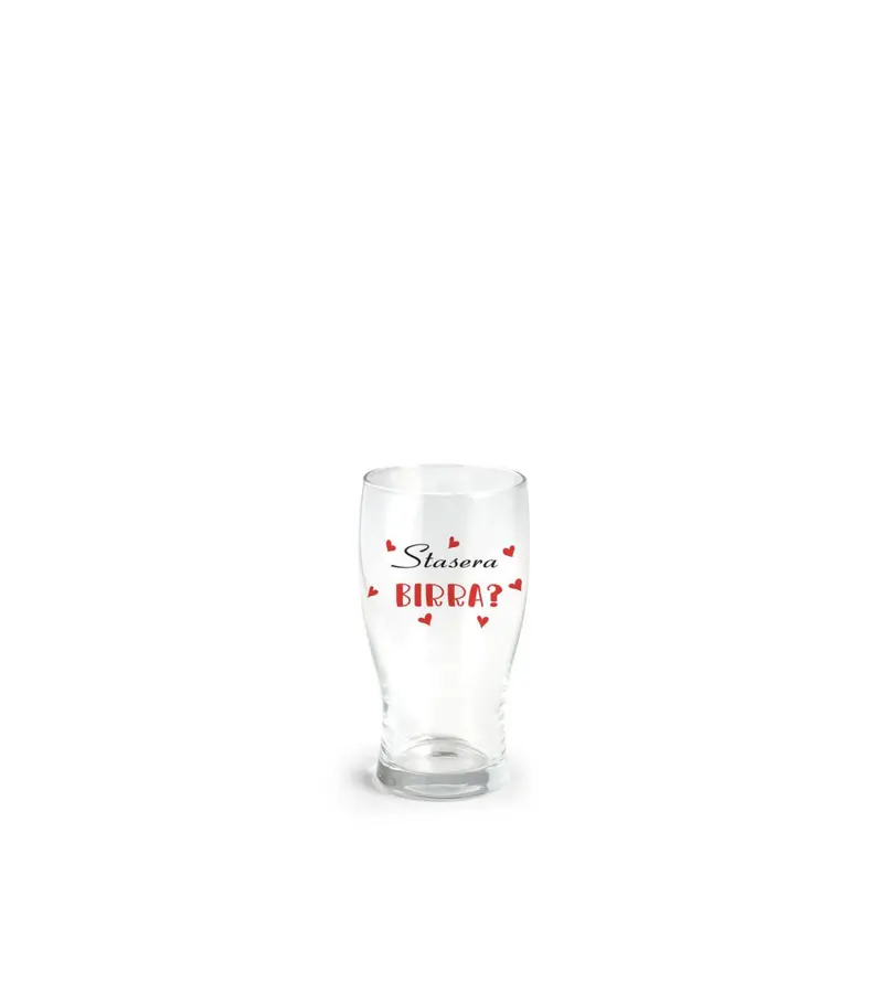 Bicchiere per birra 40 cl con scritta stasera birra