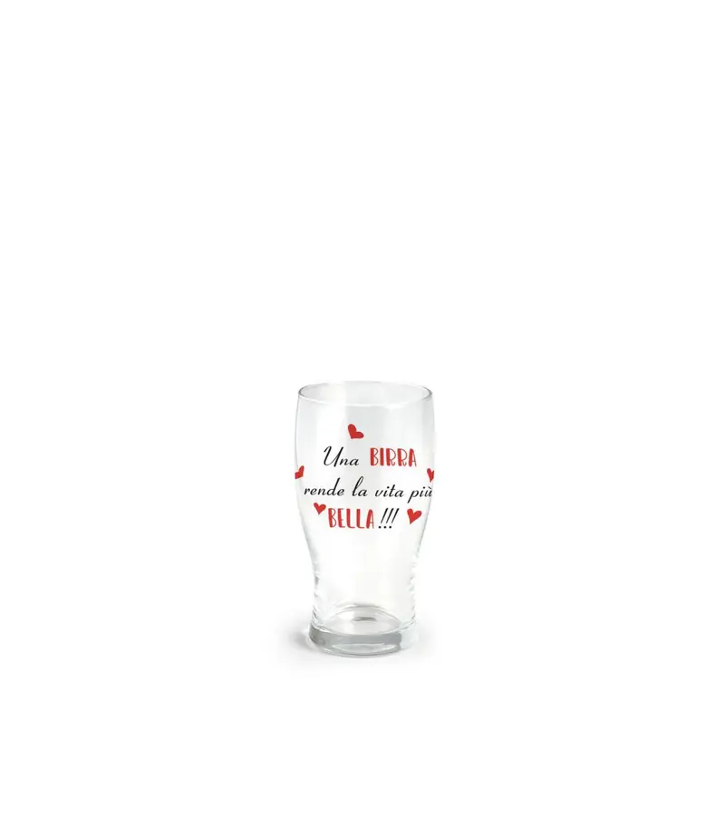 Bicchiere per birra 40 cl con scritta una birra rende la vita piâ?" bella
