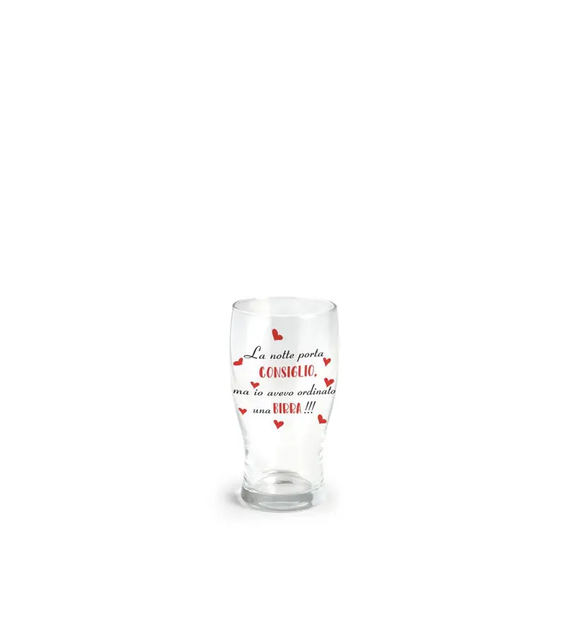 Bicchieri per birra 40 cl con scritta la notte porta consiglio ma io avevo ordinato una birra
